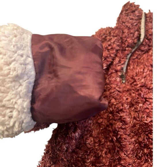 Weatherproof Vintage Sherpa Pullover 1/4 Zip Fleece Jacket Medium Maroon Cozy - Picture 8 of 13